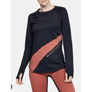 Under Armour Womens ColdGear Fitted Long Sleeve Graphic Training Top SM Black UA